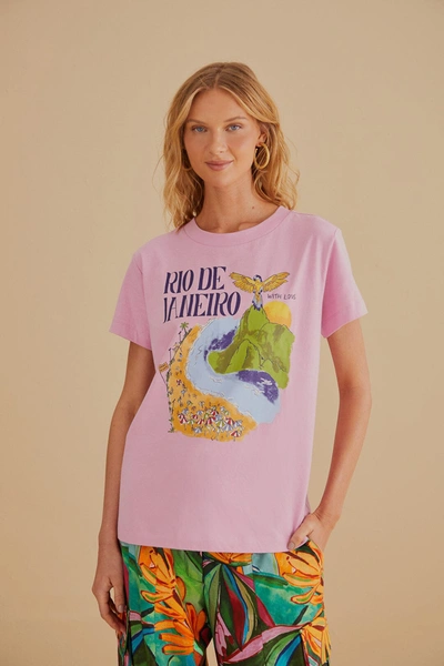Shop Farm Rio Rio De Janeiro Organic Cotton Fit T-shirt In Pink