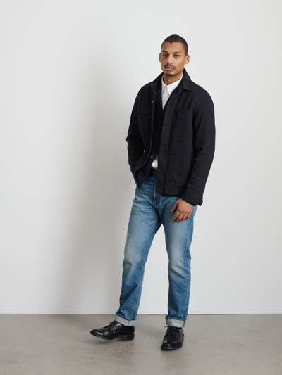 Shop Alex Mill Garment Dyed Work Jacket In Recycled Denim In Washed Black