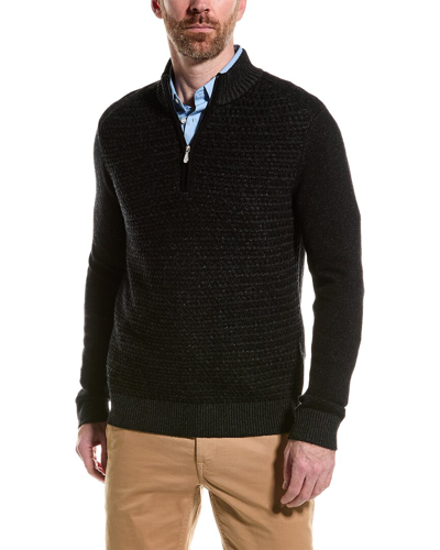 Shop Raffi Wool & Cashmere-blend 1/4-zip Mock Neck Sweater In Black