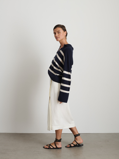 Shop Alex Mill Isa Striped Pullover In Cashmere In Navy/white