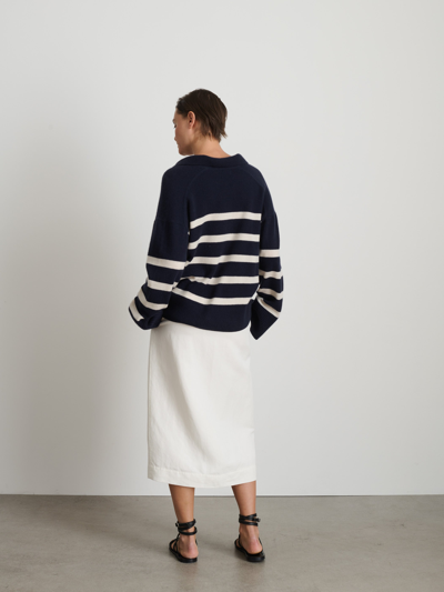 Shop Alex Mill Isa Striped Pullover In Cashmere In Navy/white