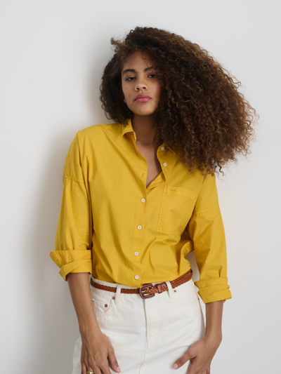 Shop Alex Mill Jo Shirt In Cotton Poplin In Amalfi Yellow