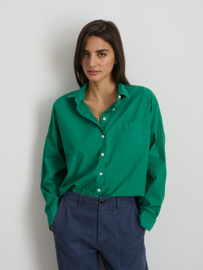 Shop Alex Mill Jo Shirt In Cotton Poplin In Spring Green