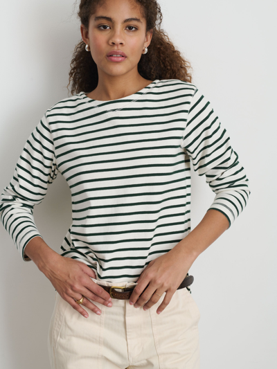 Shop Alex Mill Lakeside Striped Tee In Natural/pine Grove