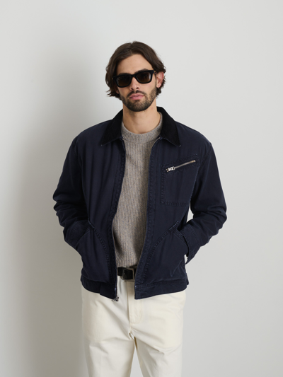 Shop Alex Mill Miller Zip Jacket In Canvas In Dark Navy