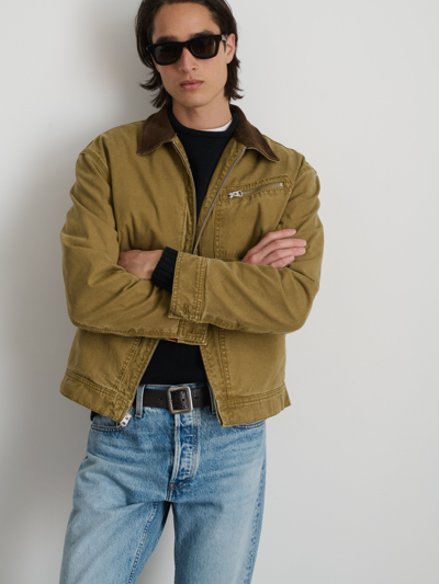 Shop Alex Mill Miller Zip Jacket In Canvas In Khaki