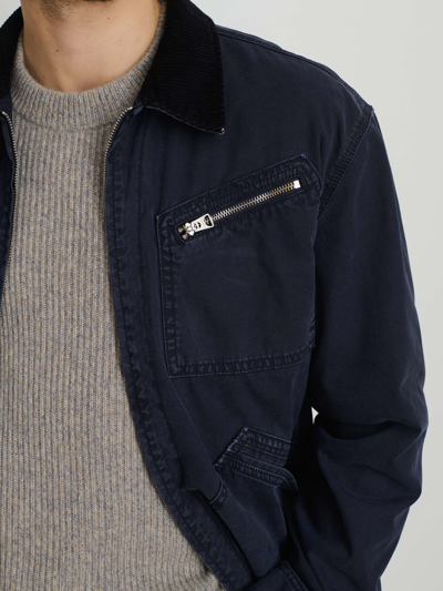 Shop Alex Mill Miller Zip Jacket In Canvas In Dark Navy