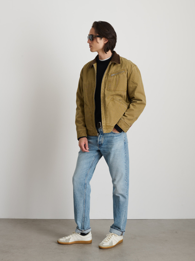 Shop Alex Mill Miller Zip Jacket In Canvas In Khaki