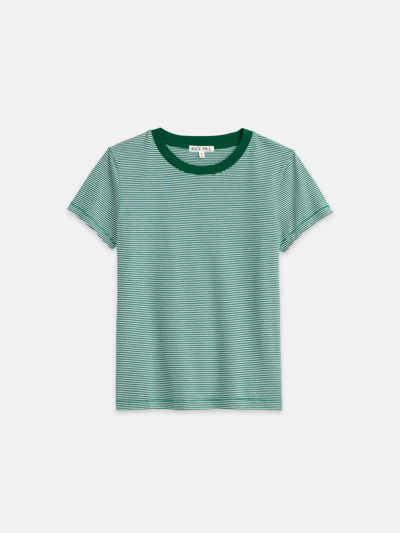 Shop Alex Mill Prospect Tee In Striped Cotton Jersey In Green/white