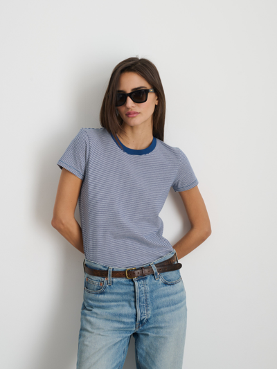Shop Alex Mill Prospect Tee In Striped Cotton Jersey In Blue/white