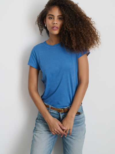 Shop Alex Mill Prospect Tee In Cotton Jersey In Washed Cobalt