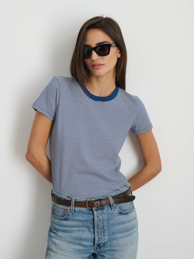 Shop Alex Mill Prospect Tee In Striped Cotton Jersey In Blue/white