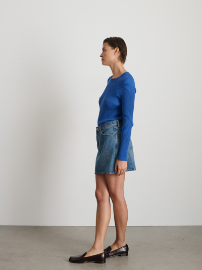 Shop Alex Mill Ribbed Crewneck Sweater In Cosmic Blue