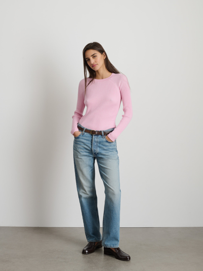 Shop Alex Mill Ribbed Crewneck Sweater In French Pink