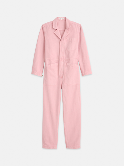 Shop Alex Mill Standard Zip Jumpsuit In Herringbone In Blush Pink