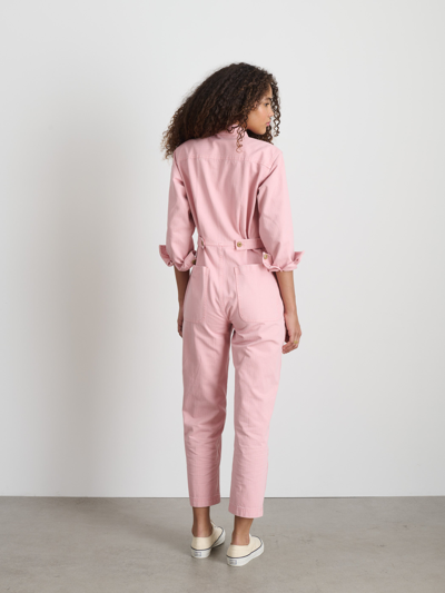 Shop Alex Mill Standard Zip Jumpsuit In Herringbone In Blush Pink