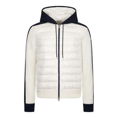 Shop Moncler Padded Wool Hoodie In White
