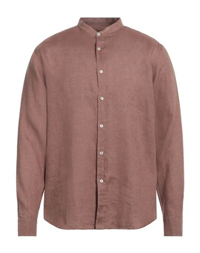Shop Liu •jo Man Man Shirt Brown Size 16 ½ Linen