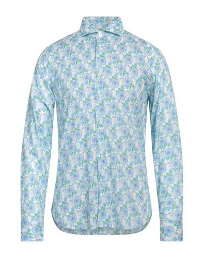 Shop Fedeli Man Shirt Light Blue Size 17 ½ Cotton, Elastane