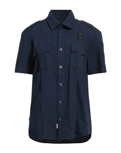 Shop Blauer Man Shirt Midnight Blue Size M Cotton