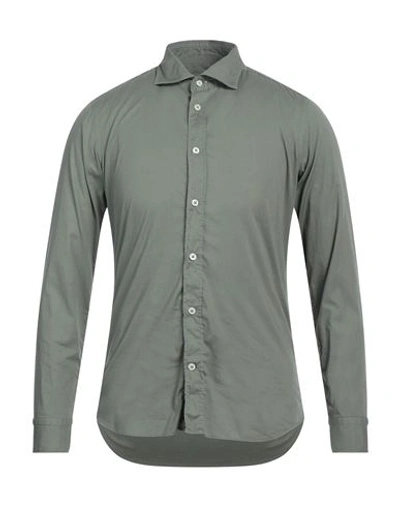 Shop Mastricamiciai Man Shirt Military Green Size 15 ½ Cotton, Elastane