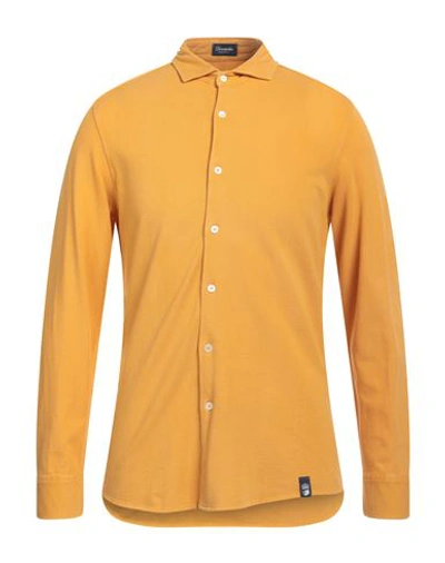 Shop Drumohr Man Shirt Ocher Size Xl Cotton In Yellow