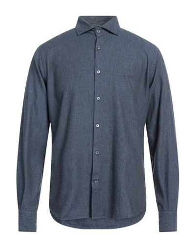 Shop Brooksfield Man Shirt Navy Blue Size 16 ½ Cotton