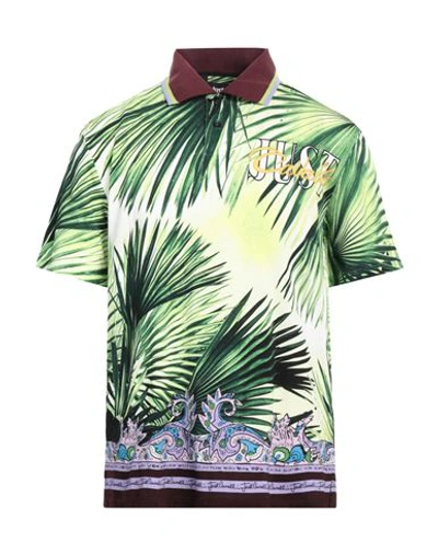 Shop Just Cavalli Man Polo Shirt Green Size L Cotton, Viscose, Polyamide, Elastane