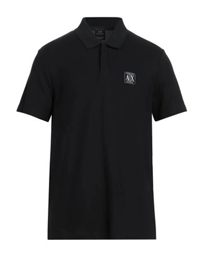 Shop Armani Exchange Man Polo Shirt Black Size S Cotton