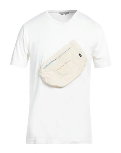 Shop Grey Daniele Alessandrini Man T-shirt Off White Size Xl Cotton, Elastane