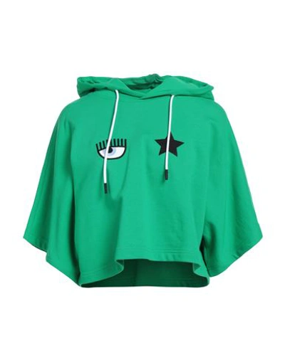 Shop Chiara Ferragni Woman Sweatshirt Green Size M Cotton