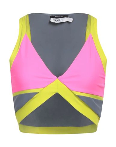 Amen Woman Top Grey Size Xl Polyamide, Elastane In Grey