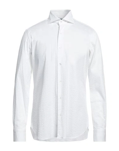 Shop Barba Napoli Man Shirt White Size 16 Cotton, Polyamide, Elastane