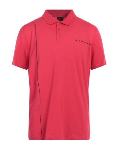 Armani Exchange Man Polo Shirt Red Size S Cotton, Elastane In Red