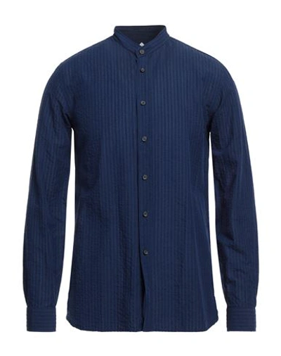 Shop Xacus Man Shirt Navy Blue Size M Cotton, Linen