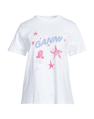 Shop Ganni Woman T-shirt White Size Xs Organic Cotton