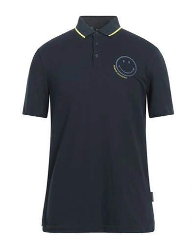 Shop Armani Exchange Man Polo Shirt Midnight Blue Size S Cotton, Elastane