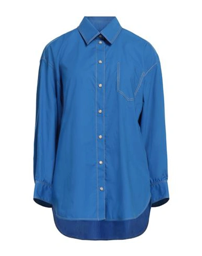 Shop Sandro Woman Shirt Blue Size 4 Cotton