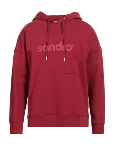 Shop Sandro Man Sweatshirt Burgundy Size L Cotton, Elastane In Red