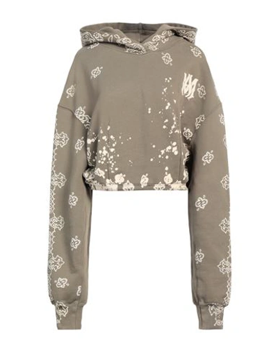 Amiri Woman Sweatshirt Military Green Size M Cotton In Green