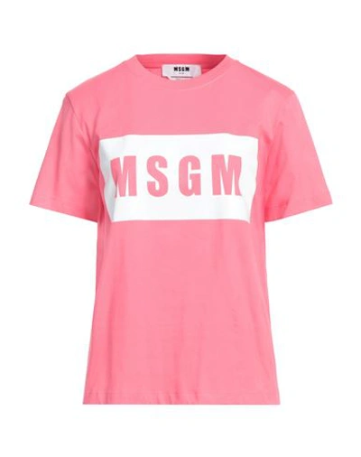 Msgm Woman T-shirt Magenta Size M Cotton In Magenta