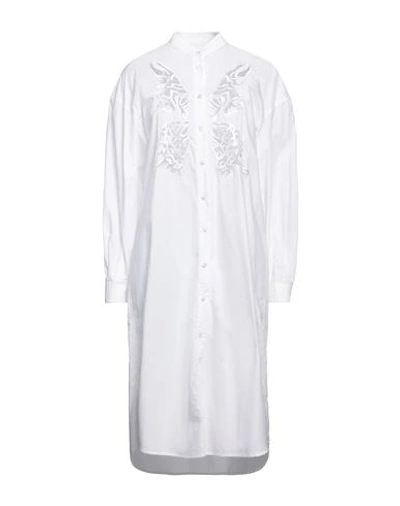 Shop Stella Jean Woman Midi Dress White Size 6 Cotton