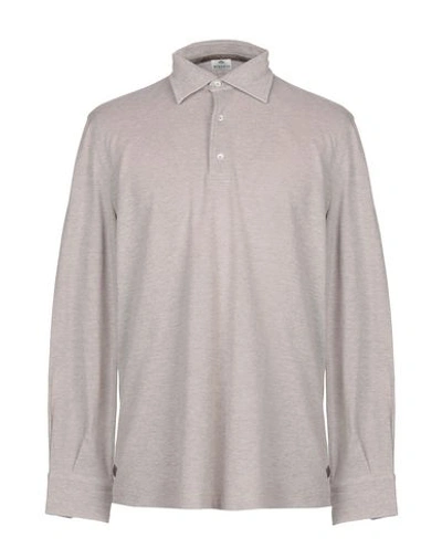 Shop Luigi Borrelli Napoli Man Polo Shirt Dove Grey Size 42 Cotton, Cashmere