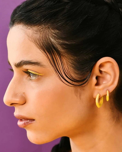 Lunaya Mini Molten Hoops Green In Green