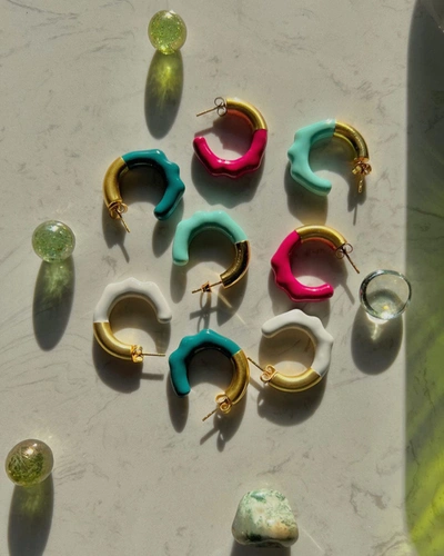Lunaya Mini Molten Hoops Green In Green
