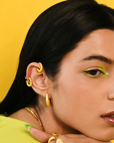 Lunaya Mini Molten Hoops Yellow In Yellow