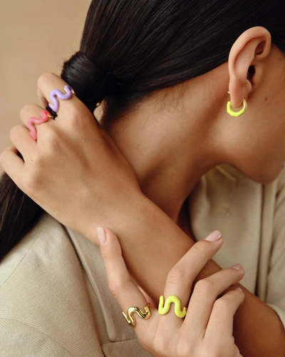 Lunaya Mini Molten Hoops Yellow In Yellow