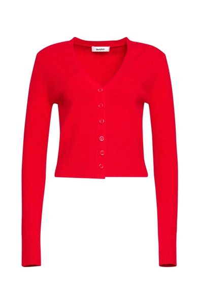 Danielle Guizio Ny Camelie Cardigan Top In Poppy