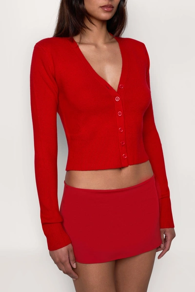 Danielle Guizio Ny Camelie Cardigan Top In Poppy