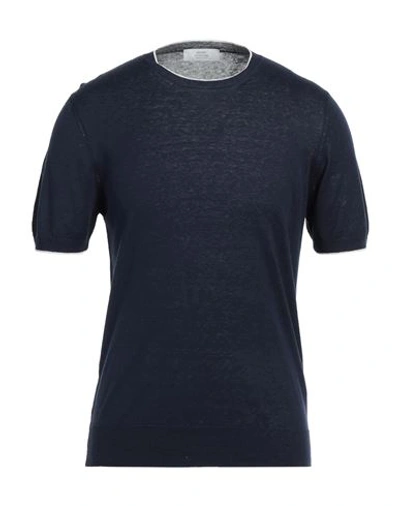 Shop Mauro Ottaviani Man Sweater Navy Blue Size 40 Silk, Linen